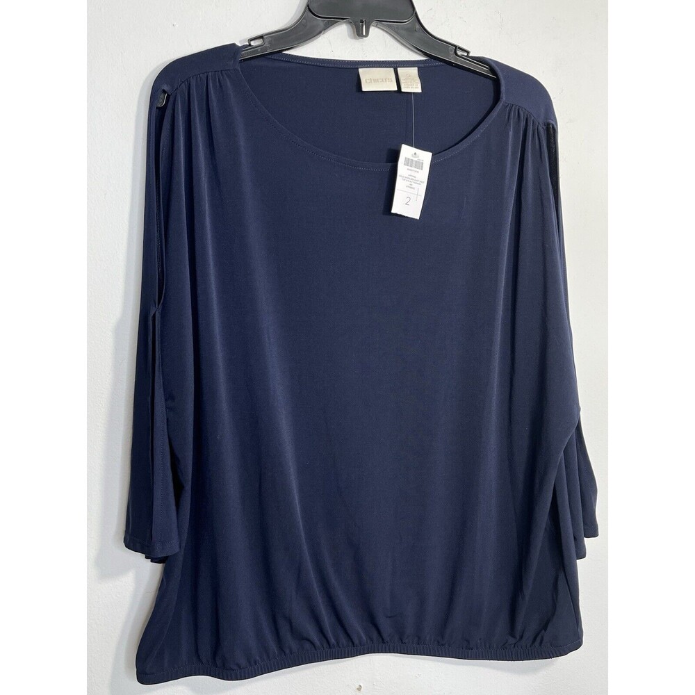 Chicos NEW L 2 Light Knit Slinky shoulder Slit Top Blouse (13)
